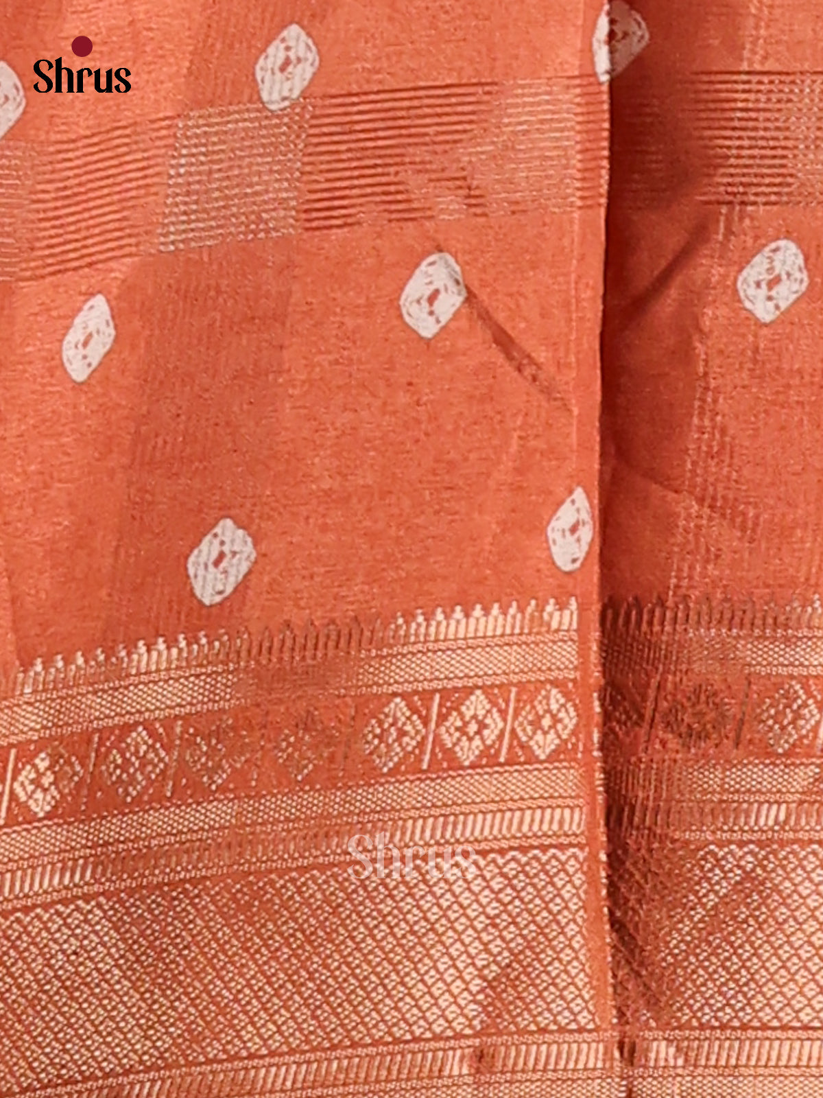 Orange - Semi Crepe Saree - Shop on Shrus.com
