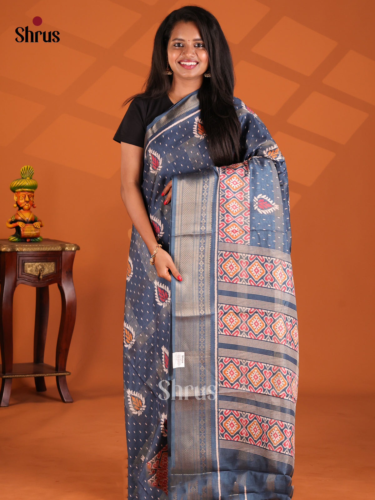 Blue - Semi Crepe Saree - Shop on Shrus.com