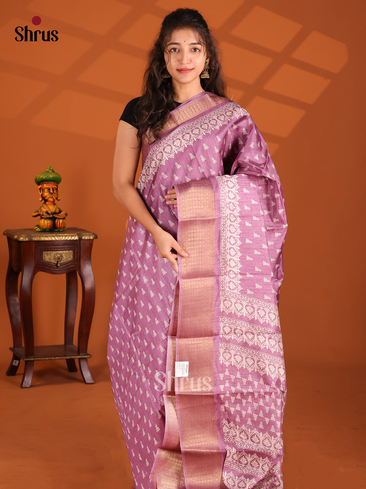 Lavender - Semi Crepe Saree - Shop on Shrus.com