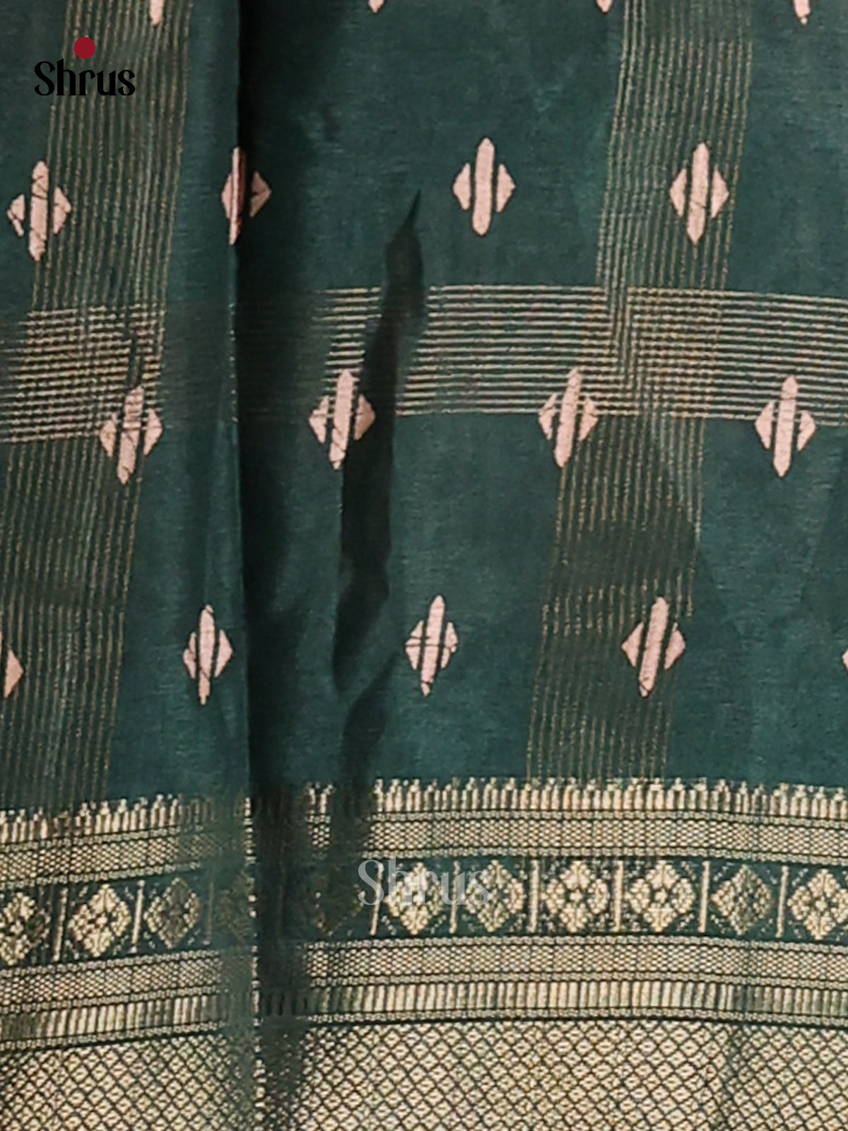 Dark Green - Semi Crepe Saree - Shop on Shrus.com