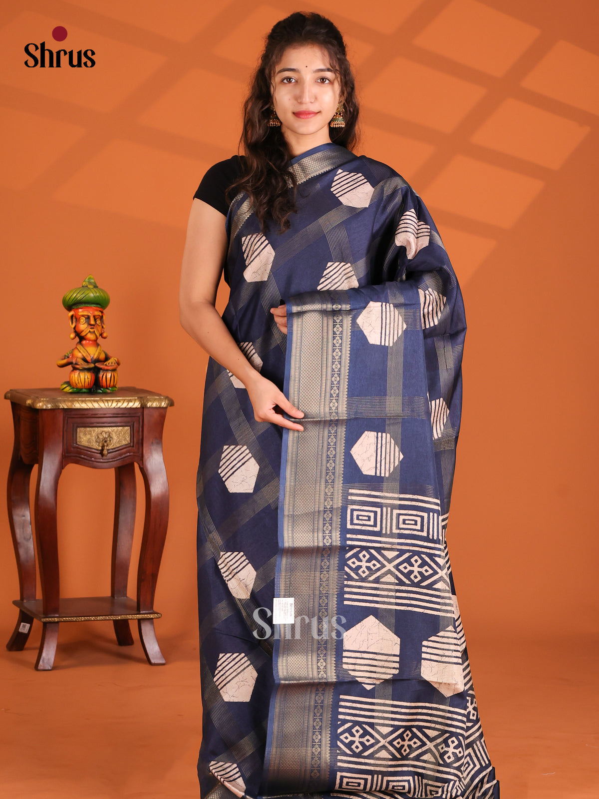 Blue - Semi Crepe Saree - Shop on Shrus.com