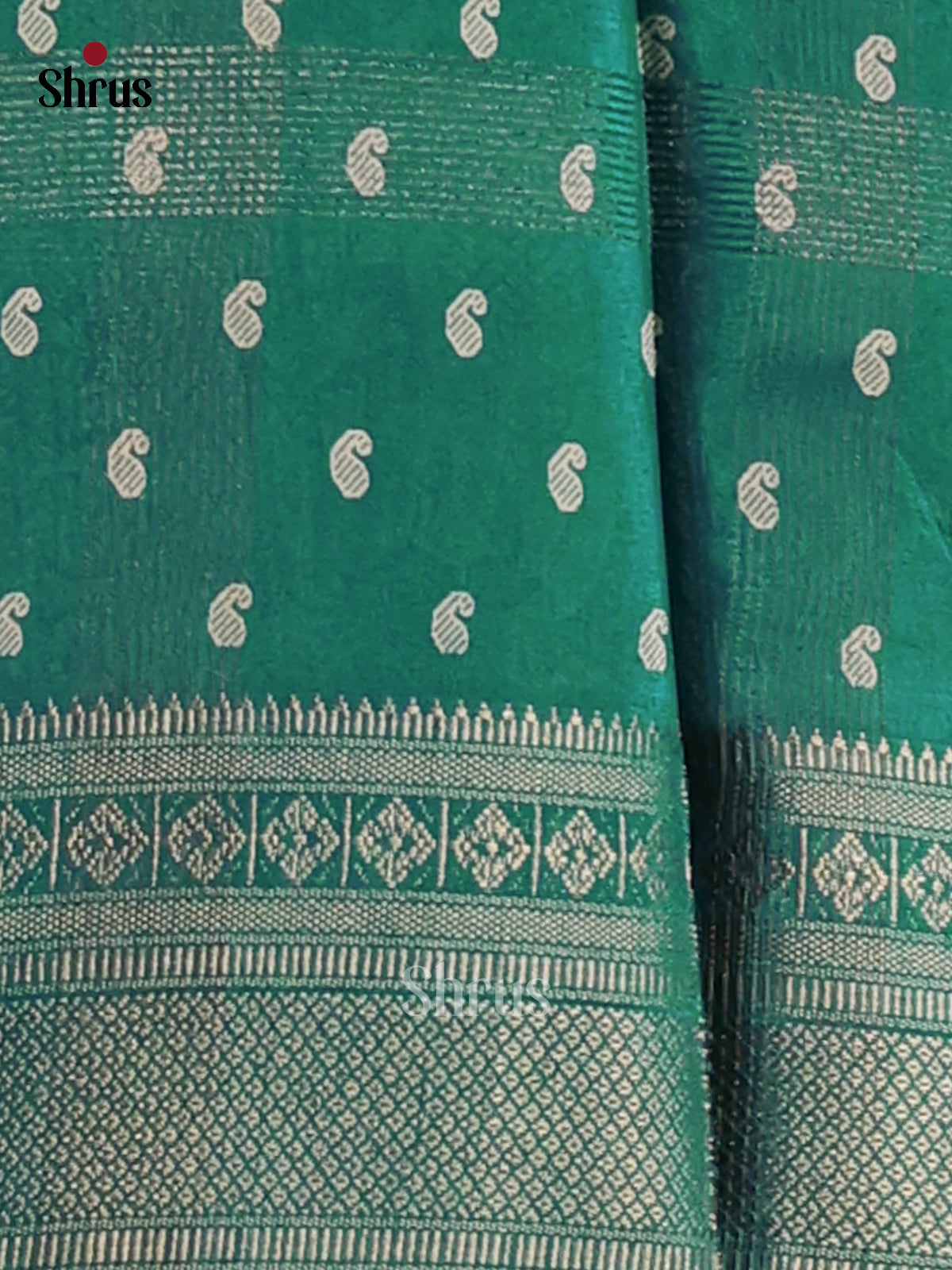 Green - Semi Crepe Saree - Shop on Shrus.com