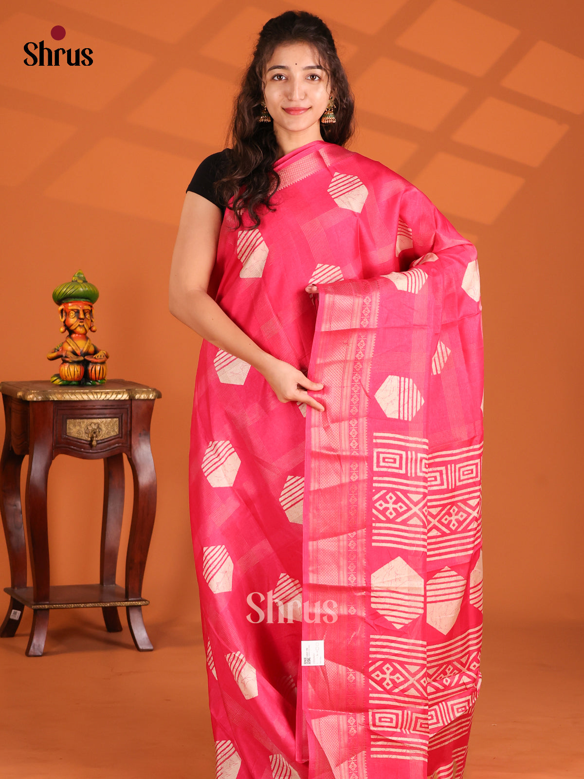 Pink - Semi Crepe Saree - Shop on Shrus.com