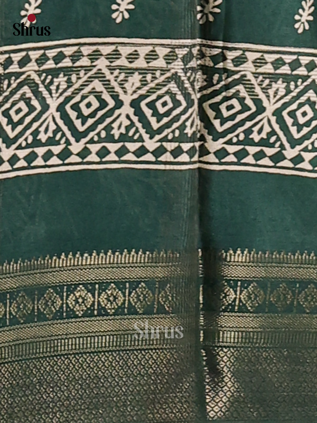 Green - Semi Crepe Saree - Shop on Shrus.com