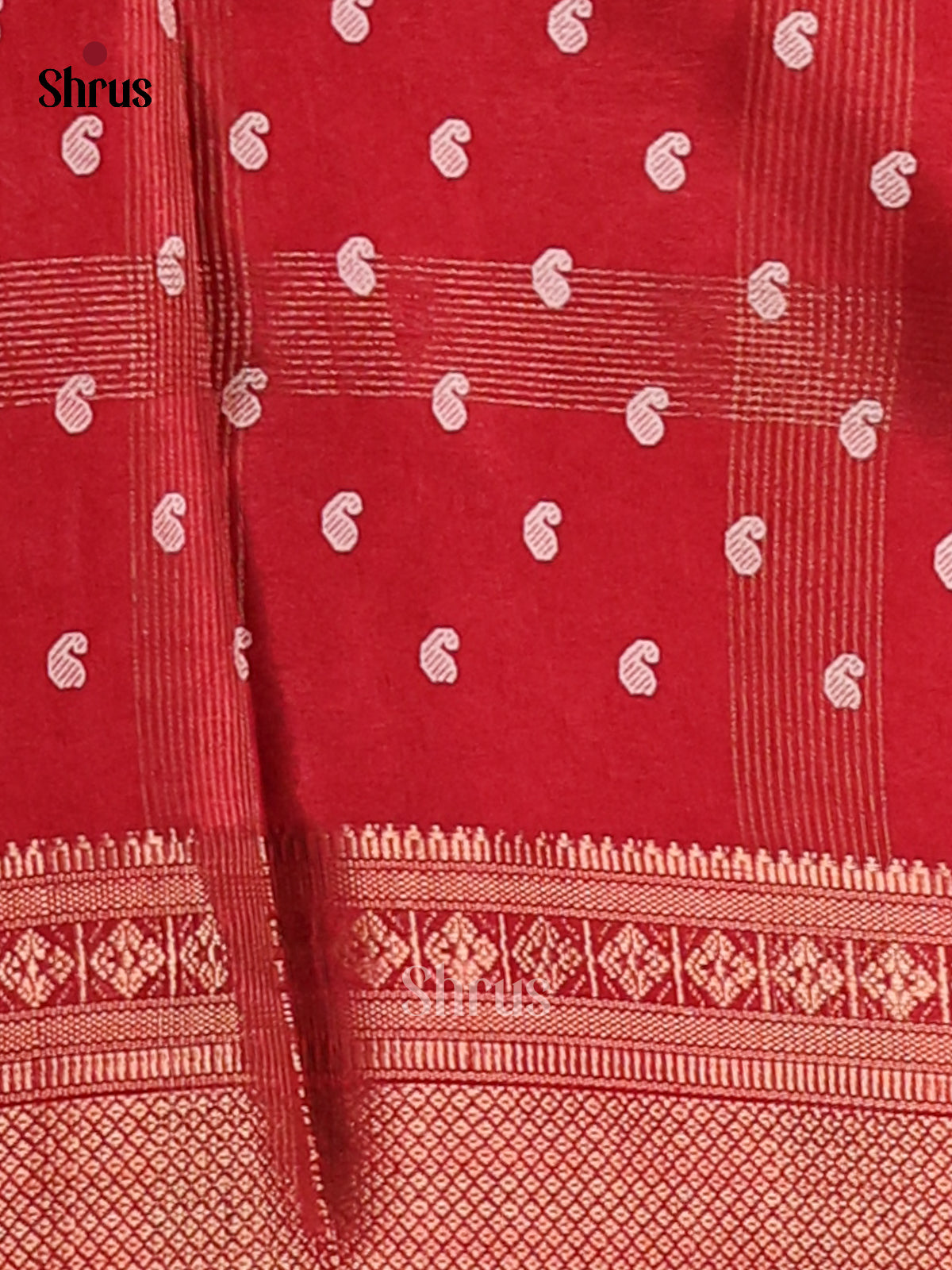 Red - Semi Crepe Saree - Shop on Shrus.com
