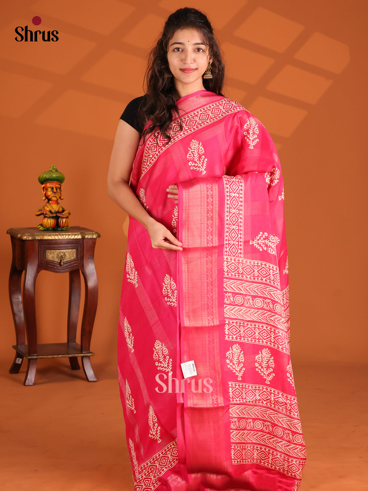 Pink - Semi Crepe Saree - Shop on Shrus.com
