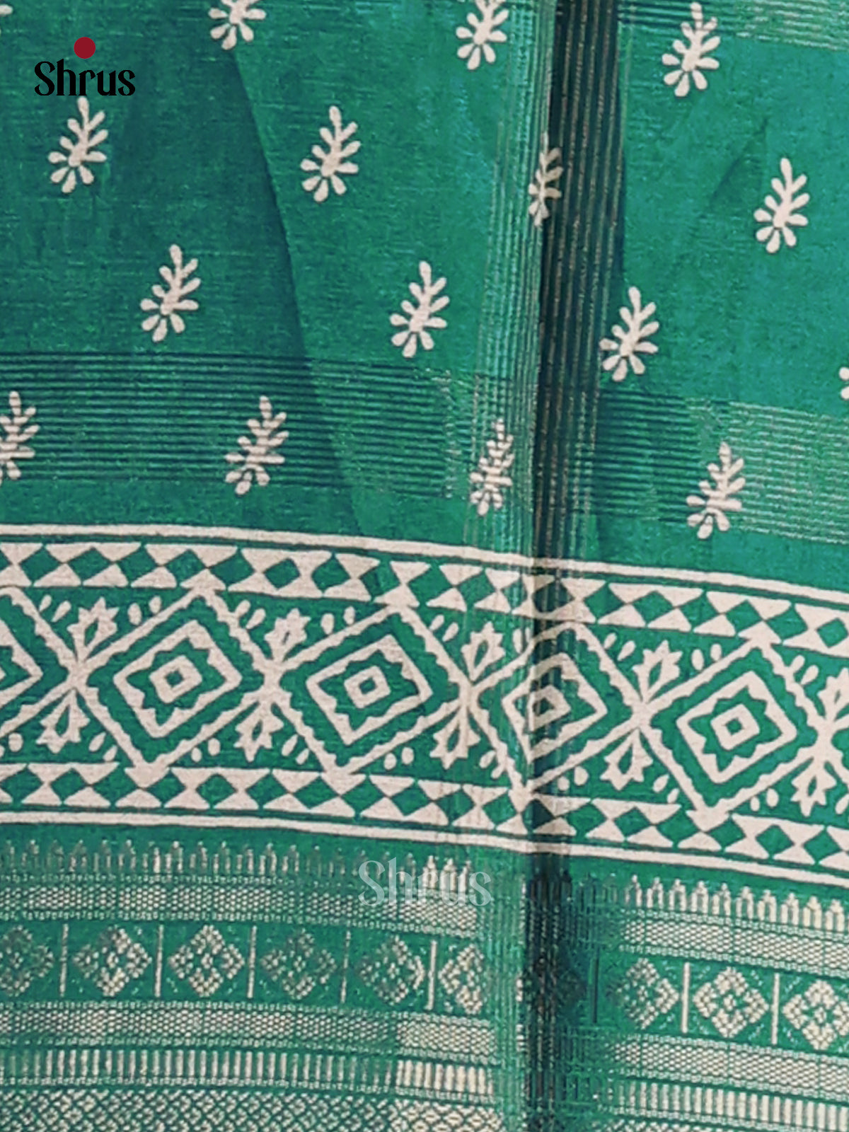 Green - Semi Crepe Saree - Shop on Shrus.com
