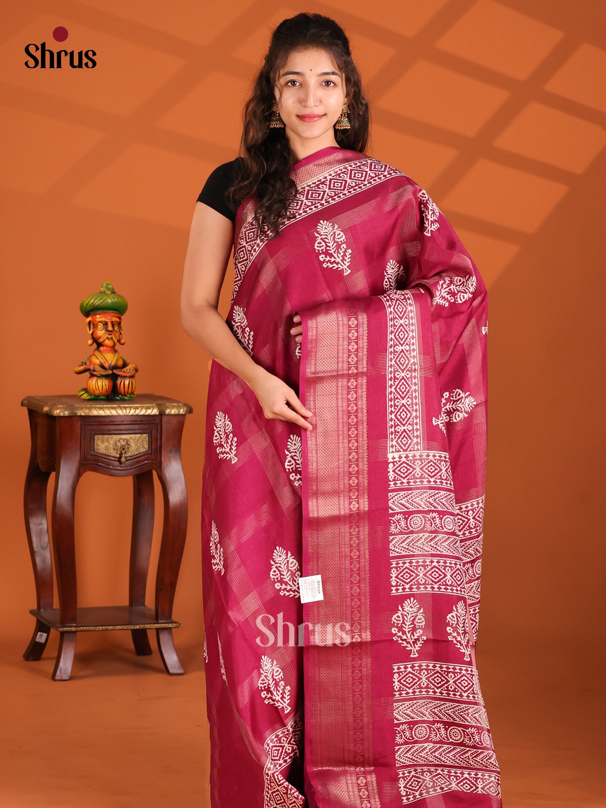 Maroon - Semi Crepe Saree - Shop on Shrus.com