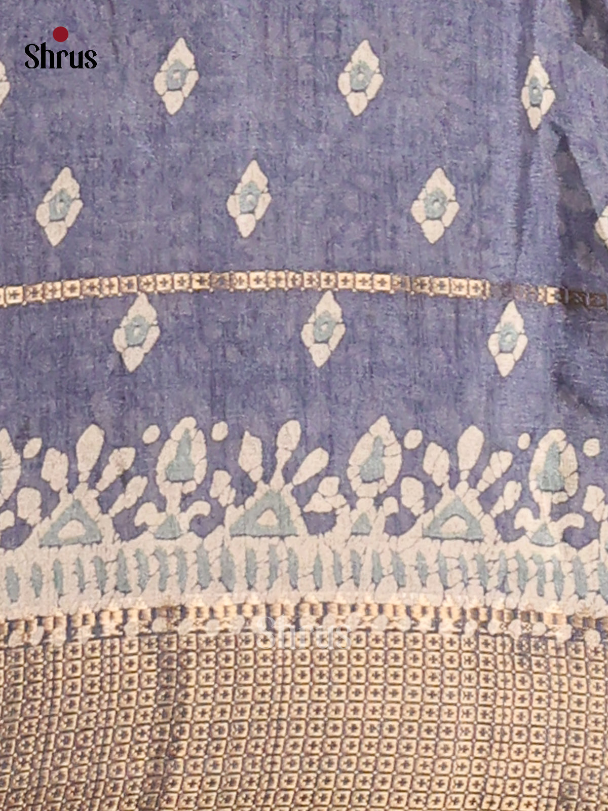 Greyish Blue - Semi Crepe Saree - Shop on Shrus.com