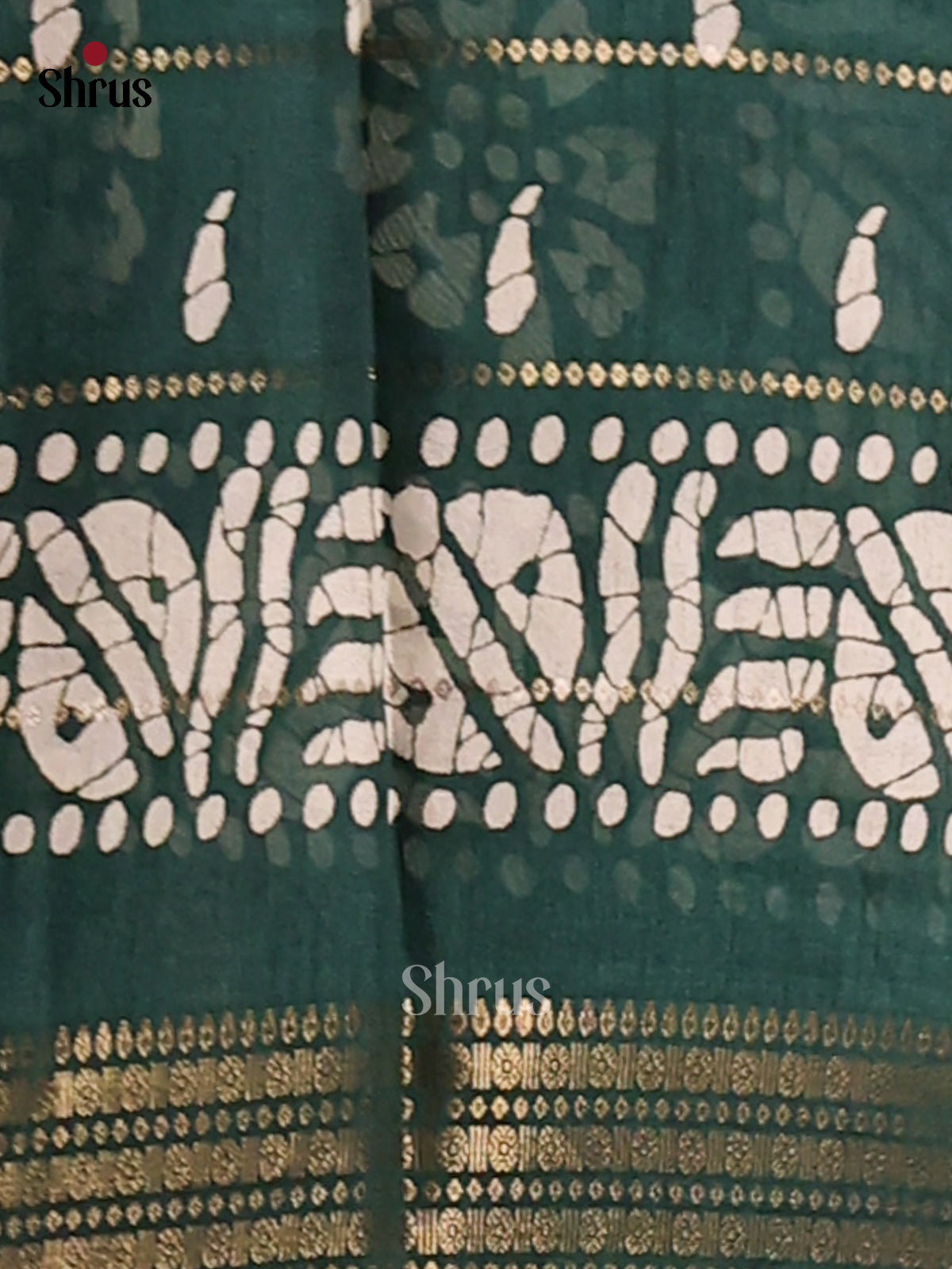 Dark Green - Semi Crepe Saree - Shop on Shrus.com