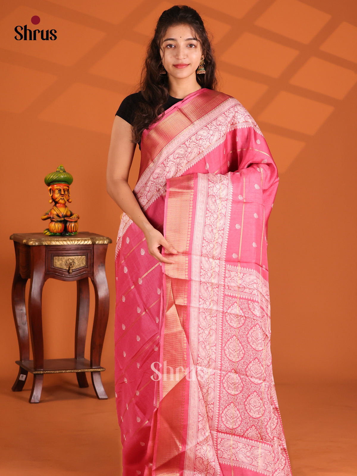 Pink - Semi Crepe Saree - Shop on Shrus.com