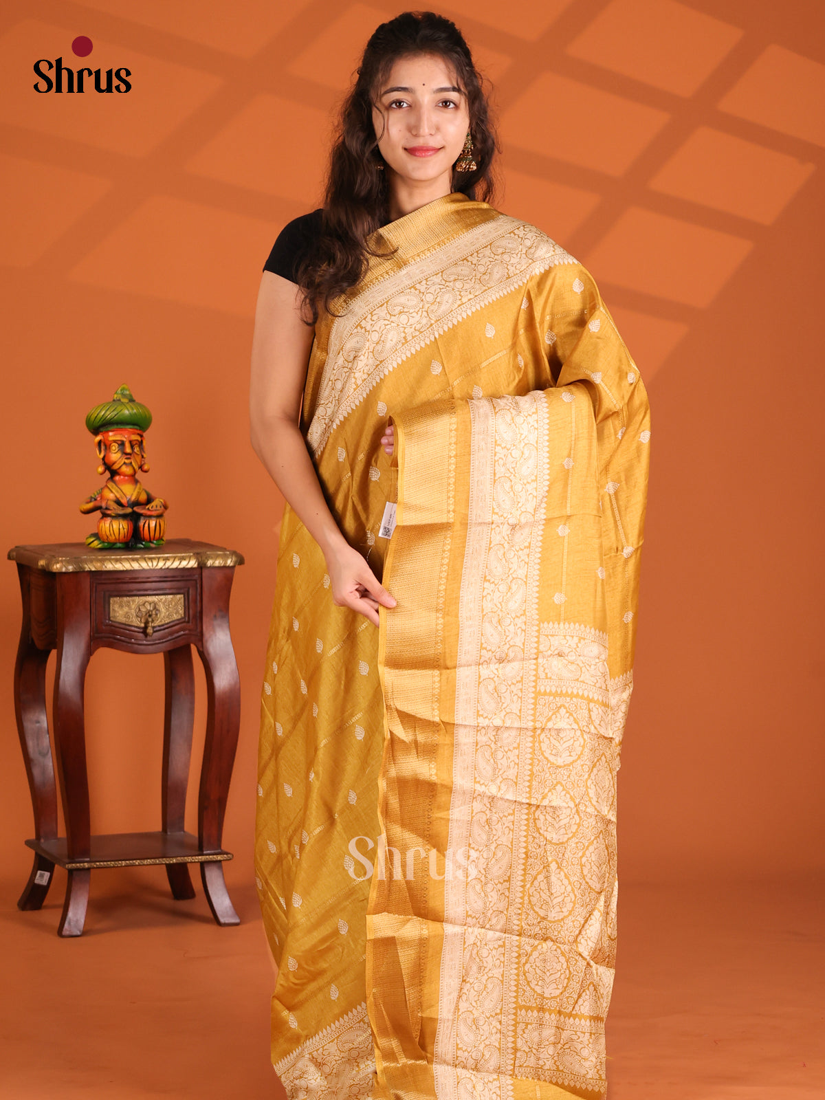 Mustard - Semi Crepe Saree - Shop on Shrus.com