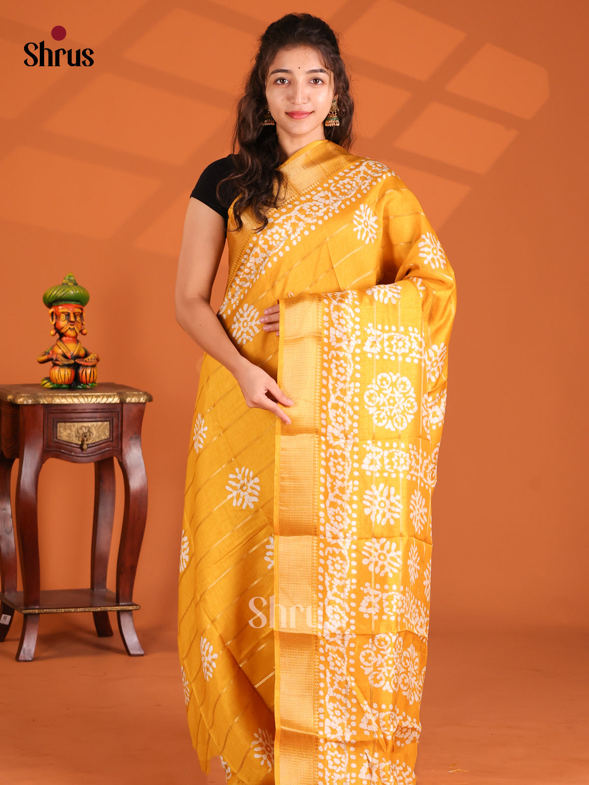 Mustard - Semi Crepe Saree - Shop on Shrus.com