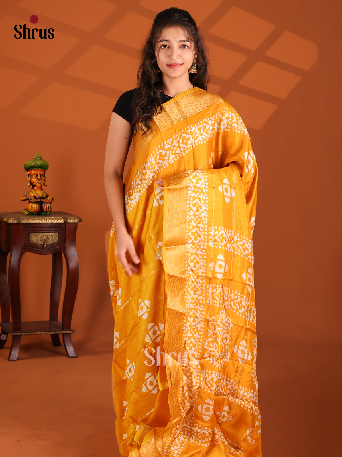Mustard - Semi Crepe Saree - Shop on Shrus.com