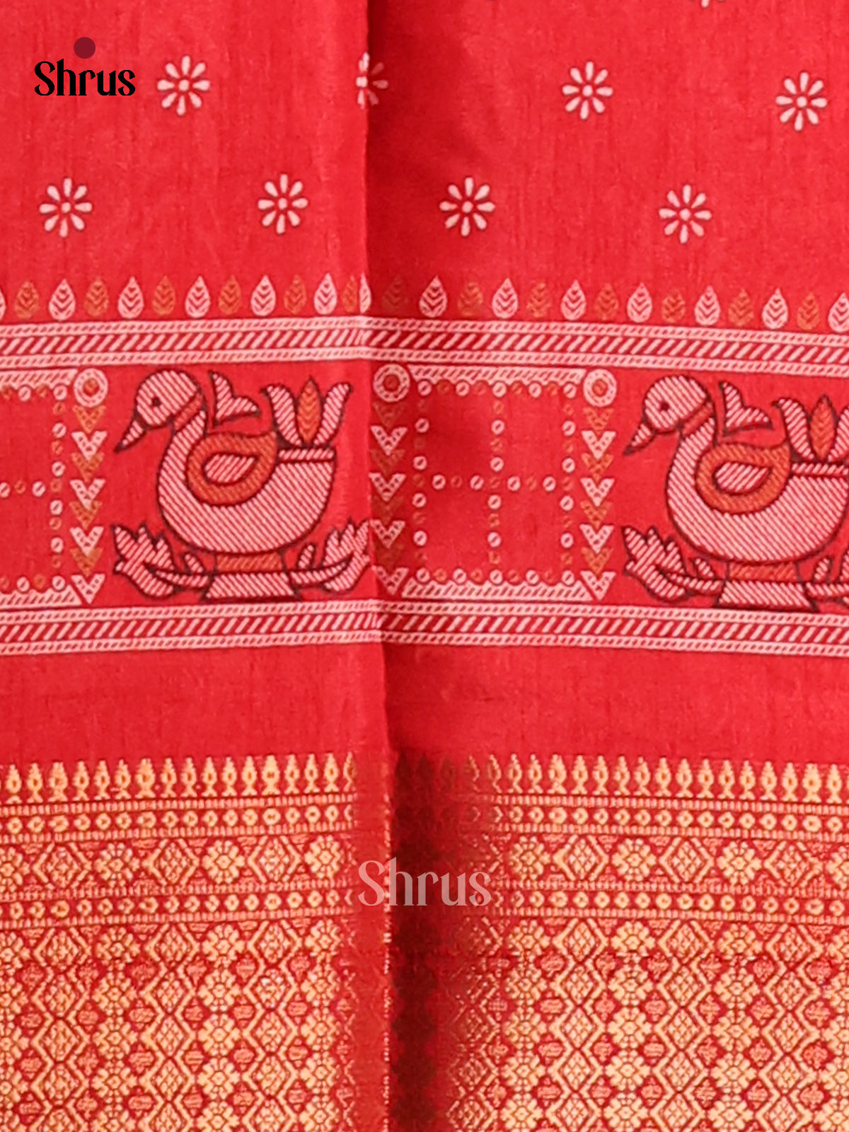Red - Semi Crepe Saree - Shop on Shrus.com