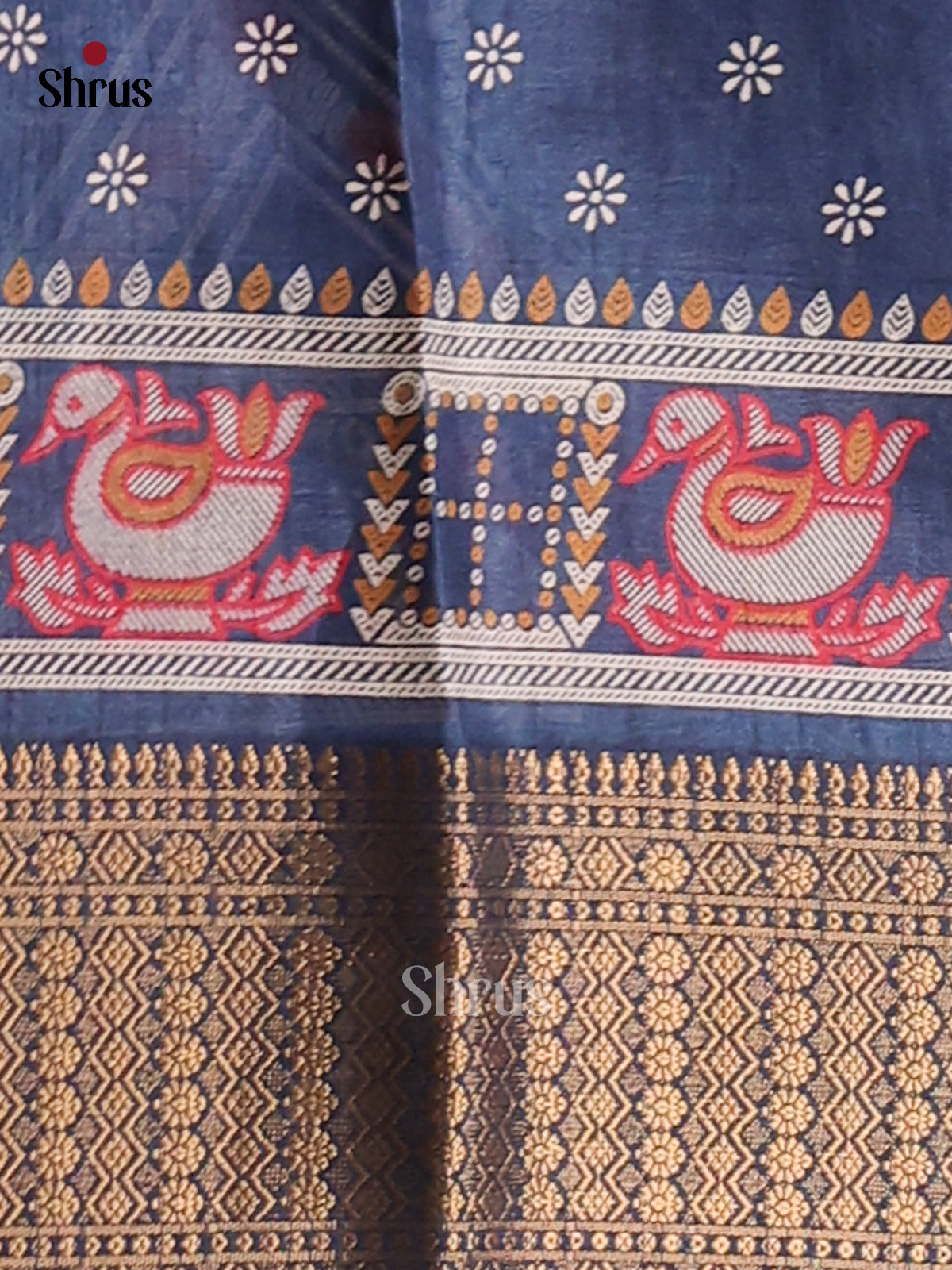 Blue - Semi Crepe Saree - Shop on Shrus.com