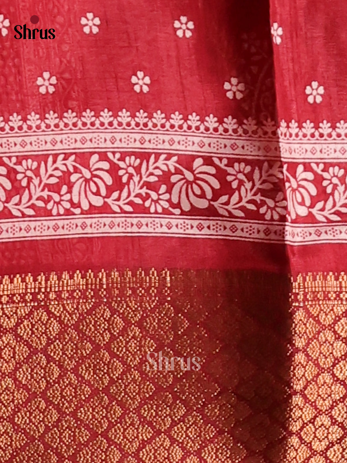Red- Semi Crepe Saree - Shop on Shrus.com