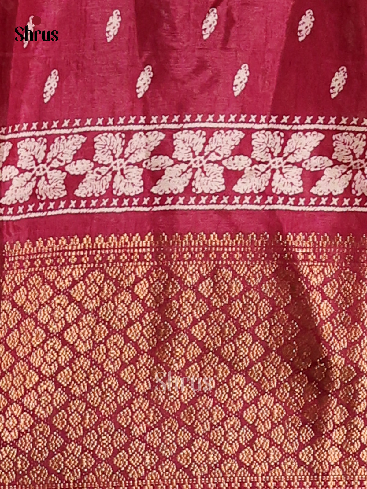 Maroon- Semi Crepe Saree - Shop on Shrus.com