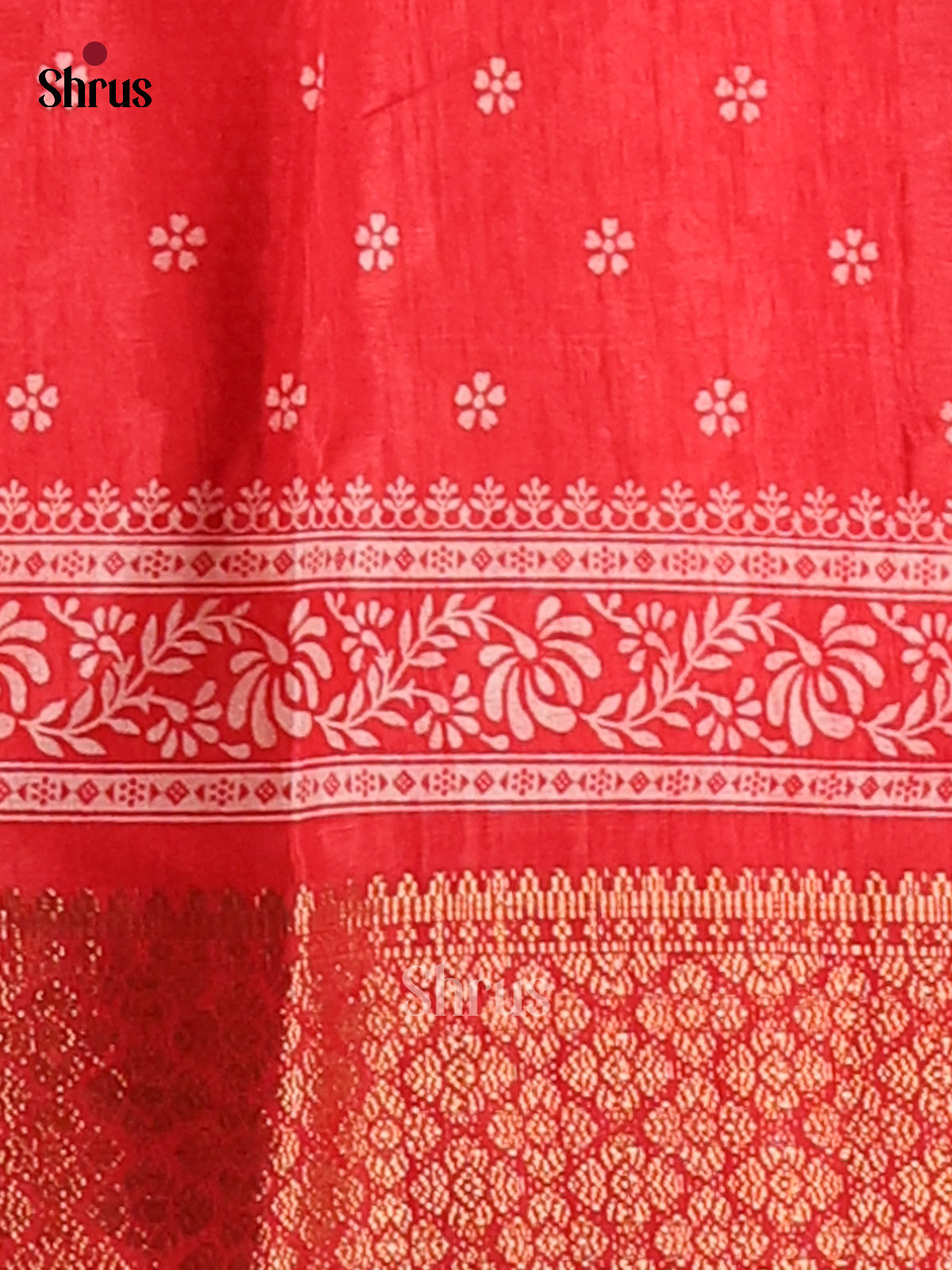 Red- Semi Crepe Saree - Shop on Shrus.com