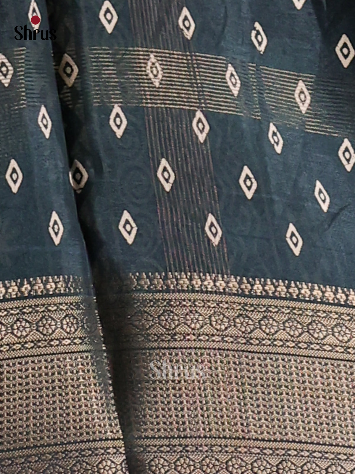 Peacock Blue - Semi Crepe Saree - Shop on Shrus.com