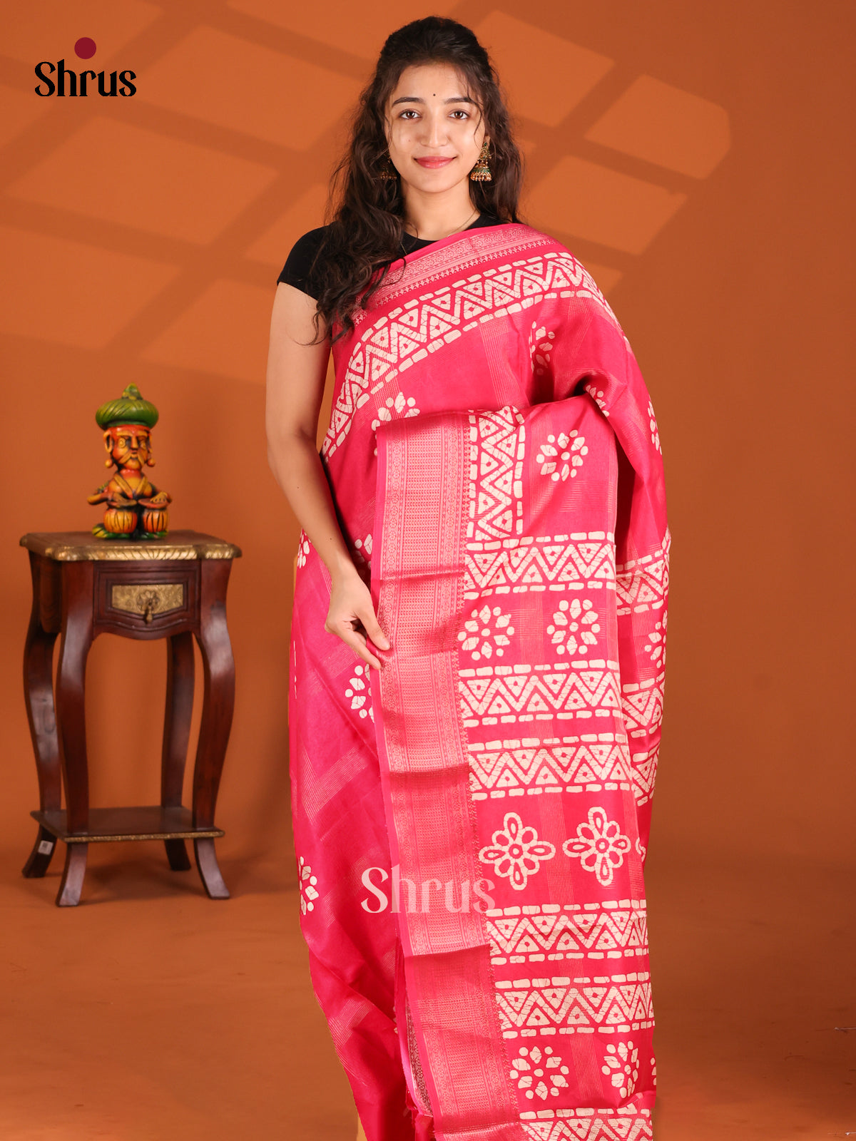 Pink - Semi Crepe Saree - Shop on Shrus.com