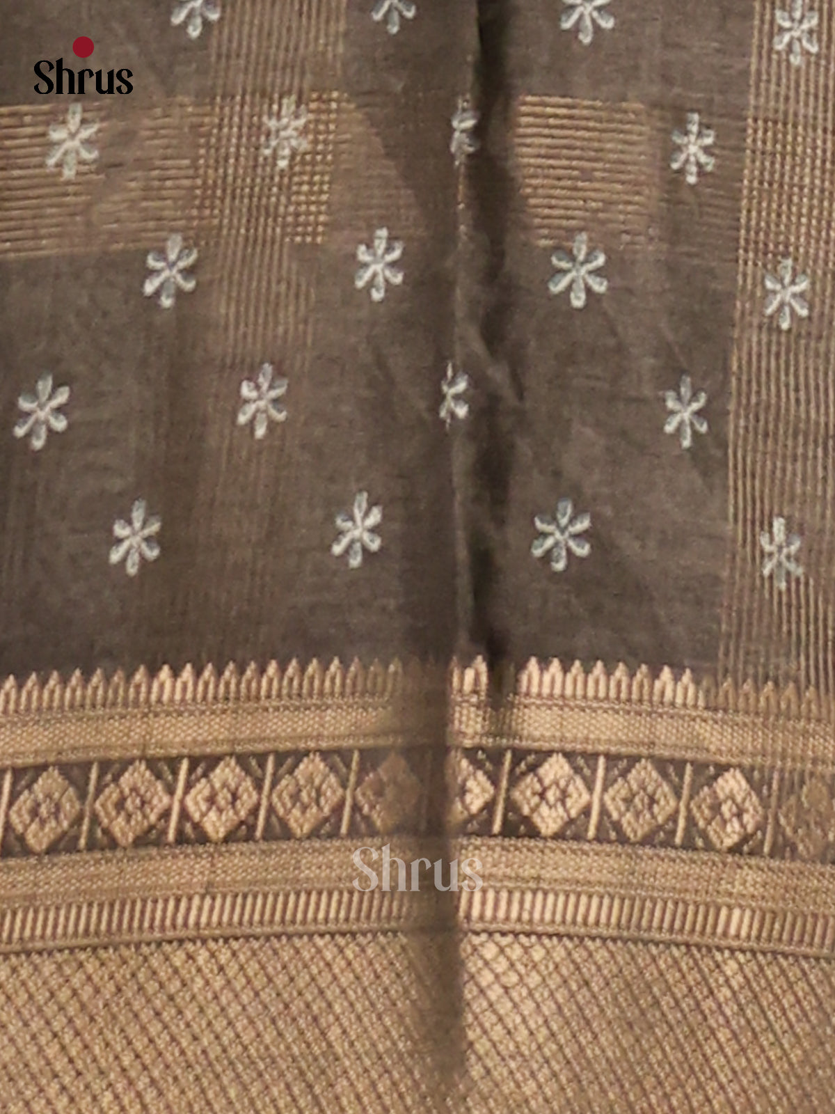 Grey - Semi Crepe Saree - Shop on Shrus.com