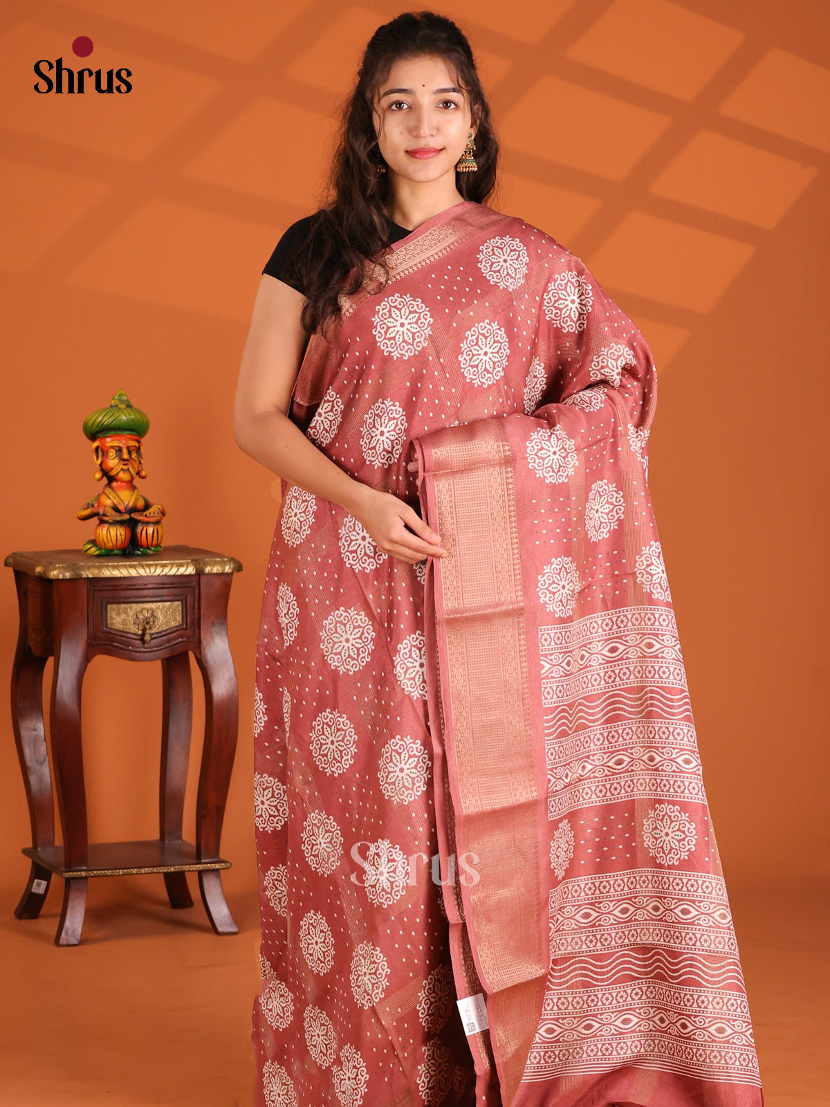 Brown - Semi Crepe Saree - Shop on Shrus.com