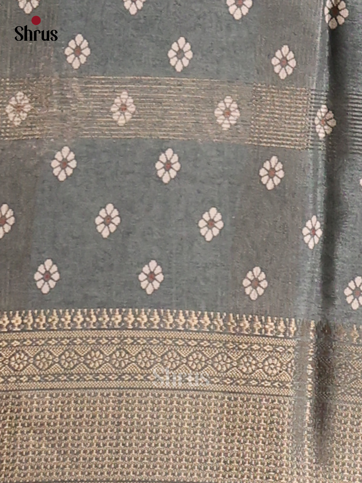 Grey - Semi Crepe Saree - Shop on Shrus.com
