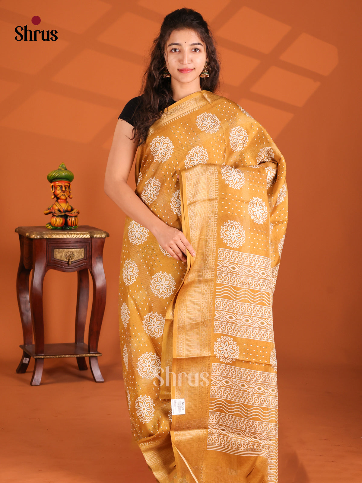 Mustard - Semi Crepe Saree - Shop on Shrus.com
