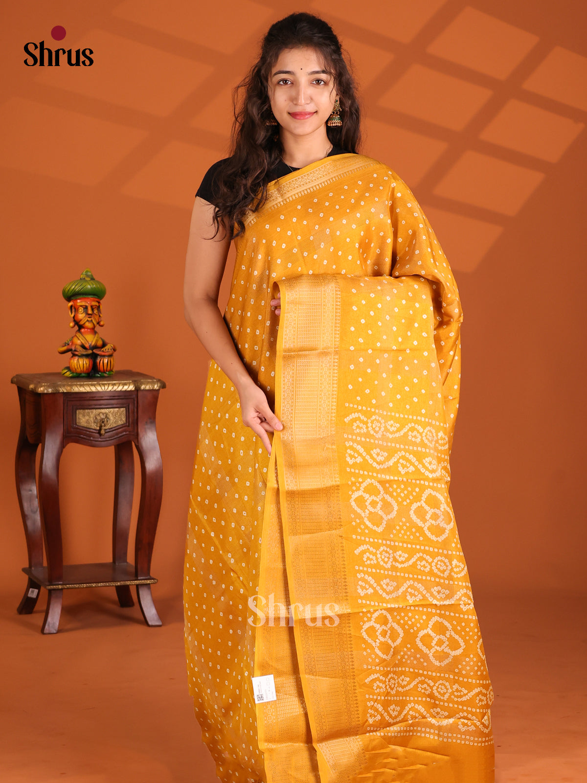 Mustard - Semi Crepe Saree - Shop on Shrus.com