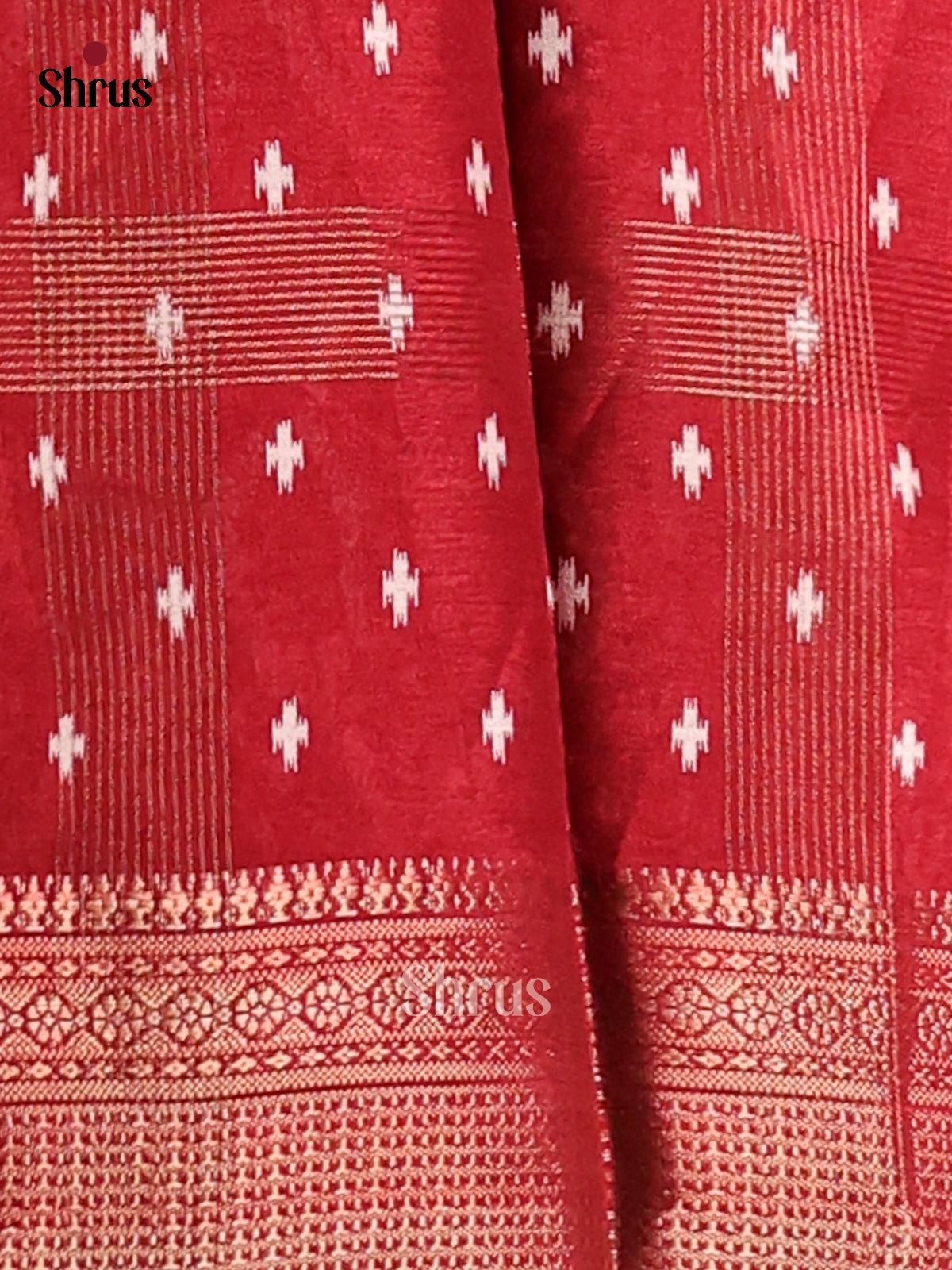 Red - Semi Crepe Saree - Shop on Shrus.com