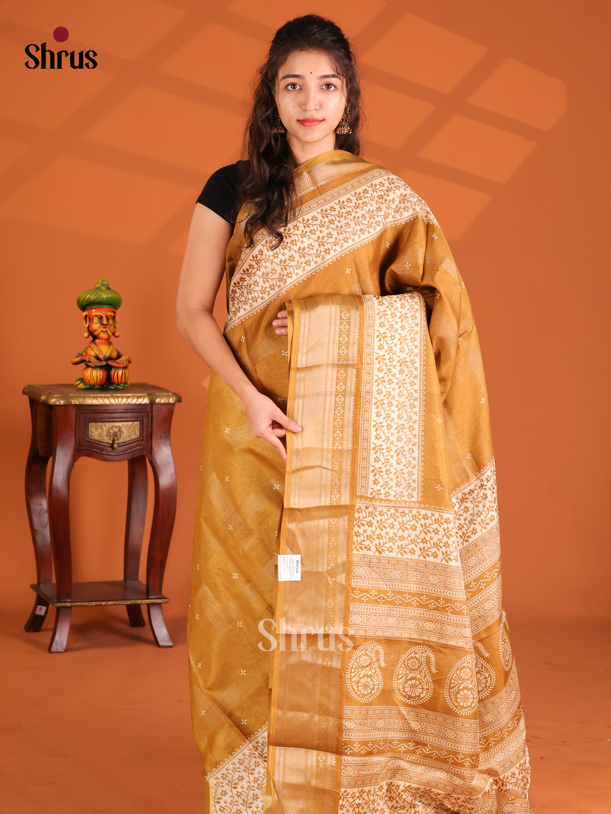Mustard - Semi Crepe Saree - Shop on Shrus.com