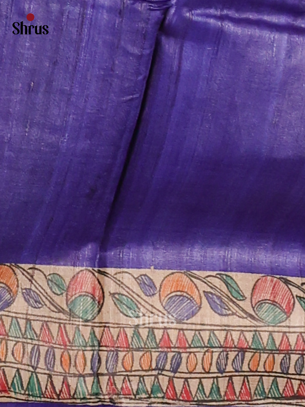 Blue & Beige- Tussar Saree-1