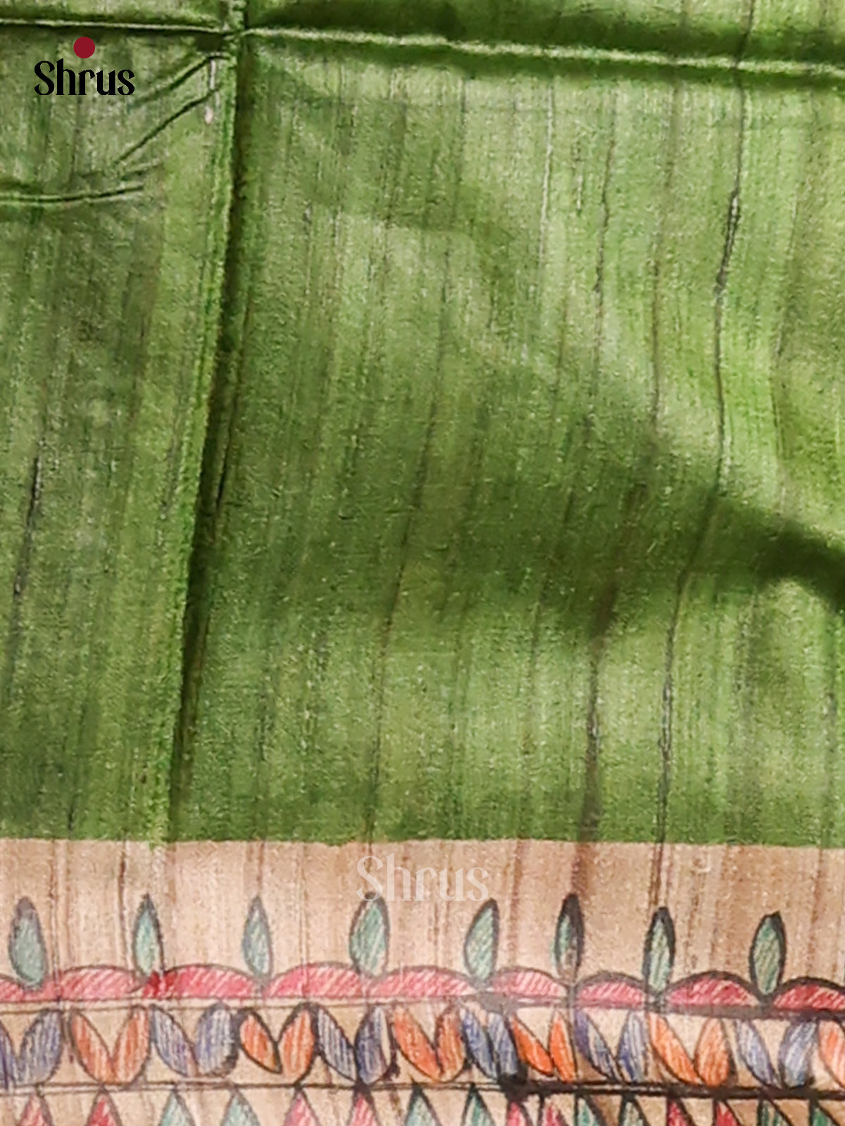 Green & Beige - Tussar Saree-1