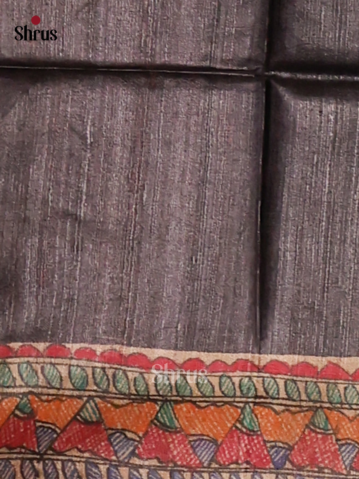 Black & Beige- Tussar Saree-1