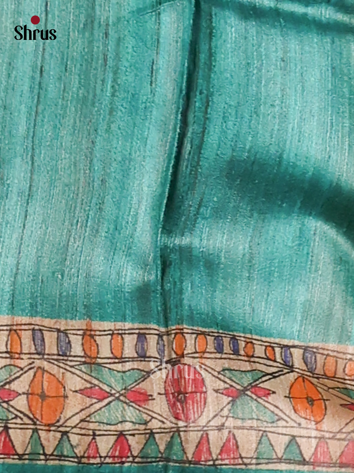 Teal - Tussar Saree - Shop on Shrus.com