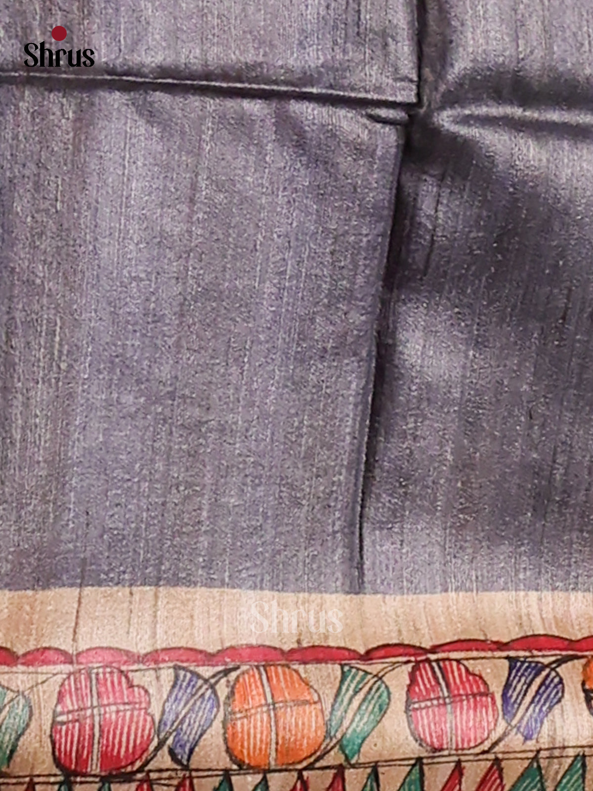 Grey & Beige - Tussar Saree-1