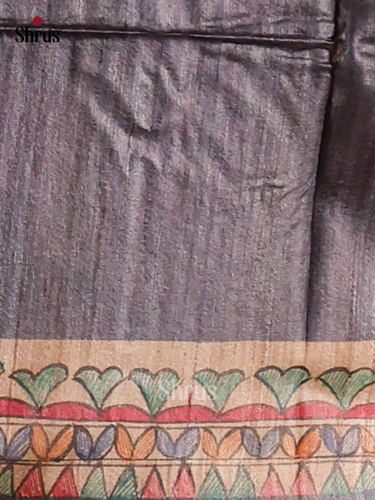 Grey & Beige- Tussar Saree-1