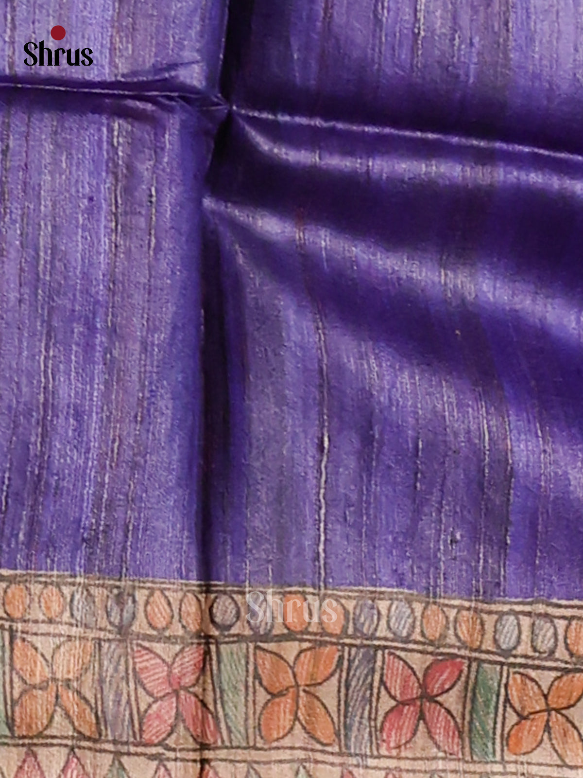Blue & Beige- Tussar Saree - Shop on Shrus.com