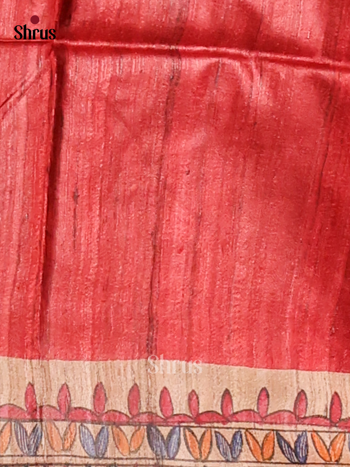 Red & Beige - Tussar Saree - Shop on Shrus.com