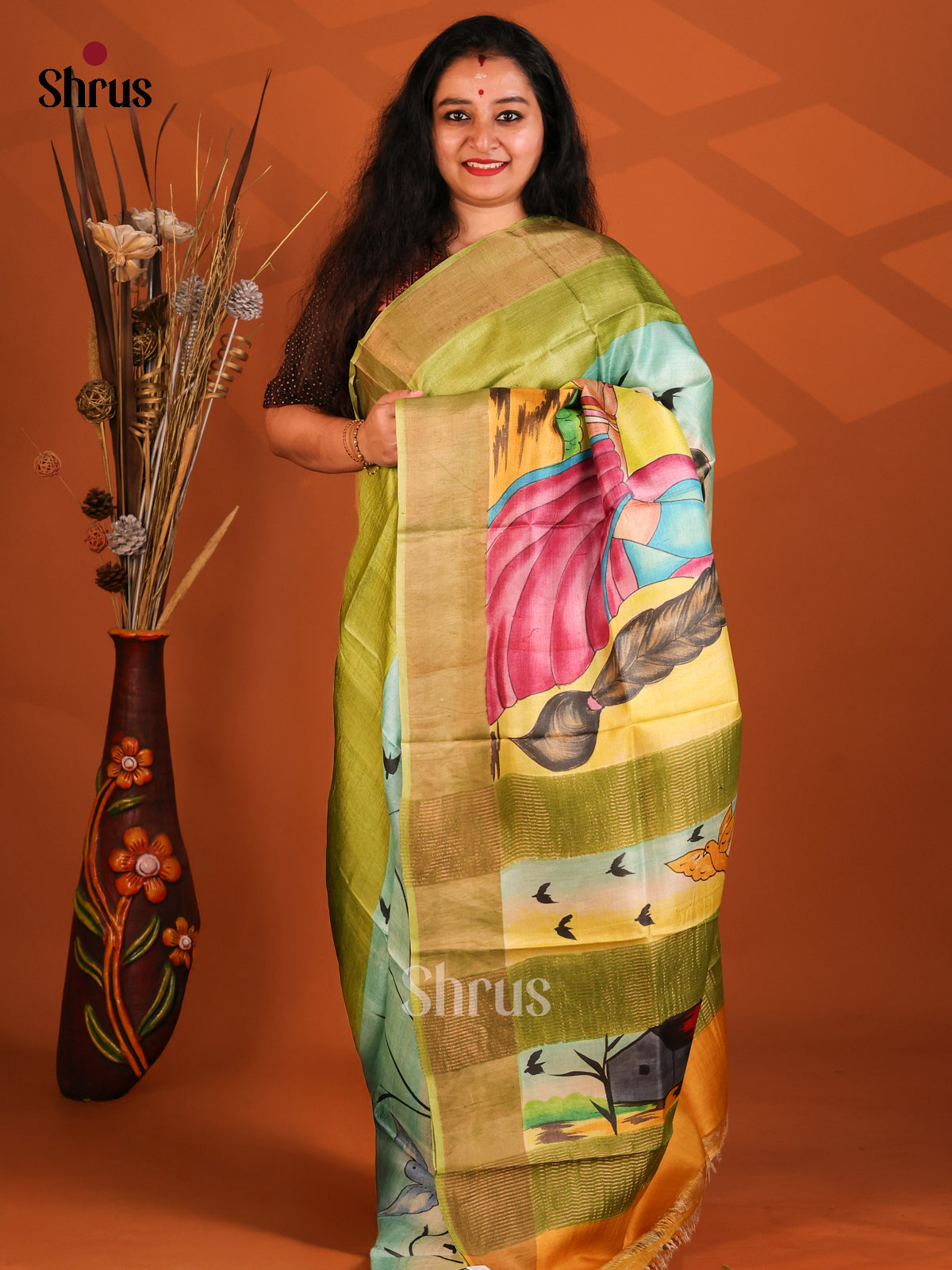 Green & Mustard - Tussar Saree