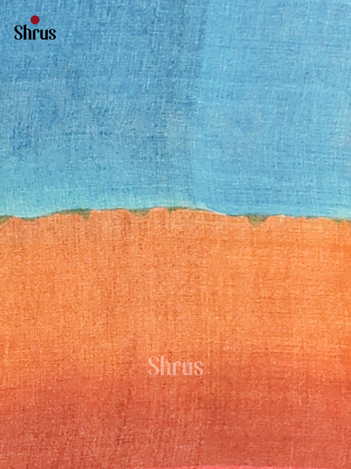 Blue & Red - Tussar Saree-2