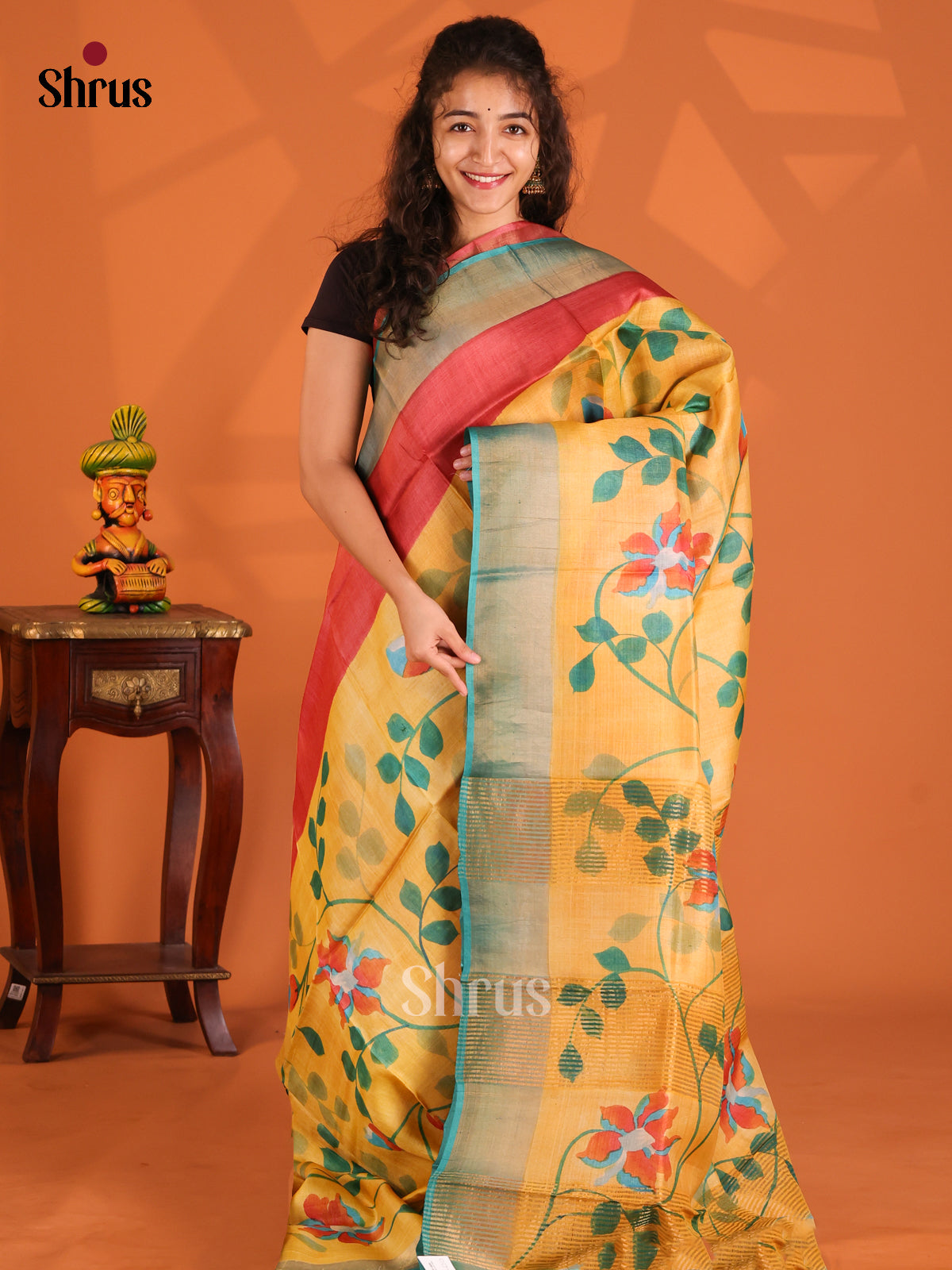 Red & Orange - Tussar Saree