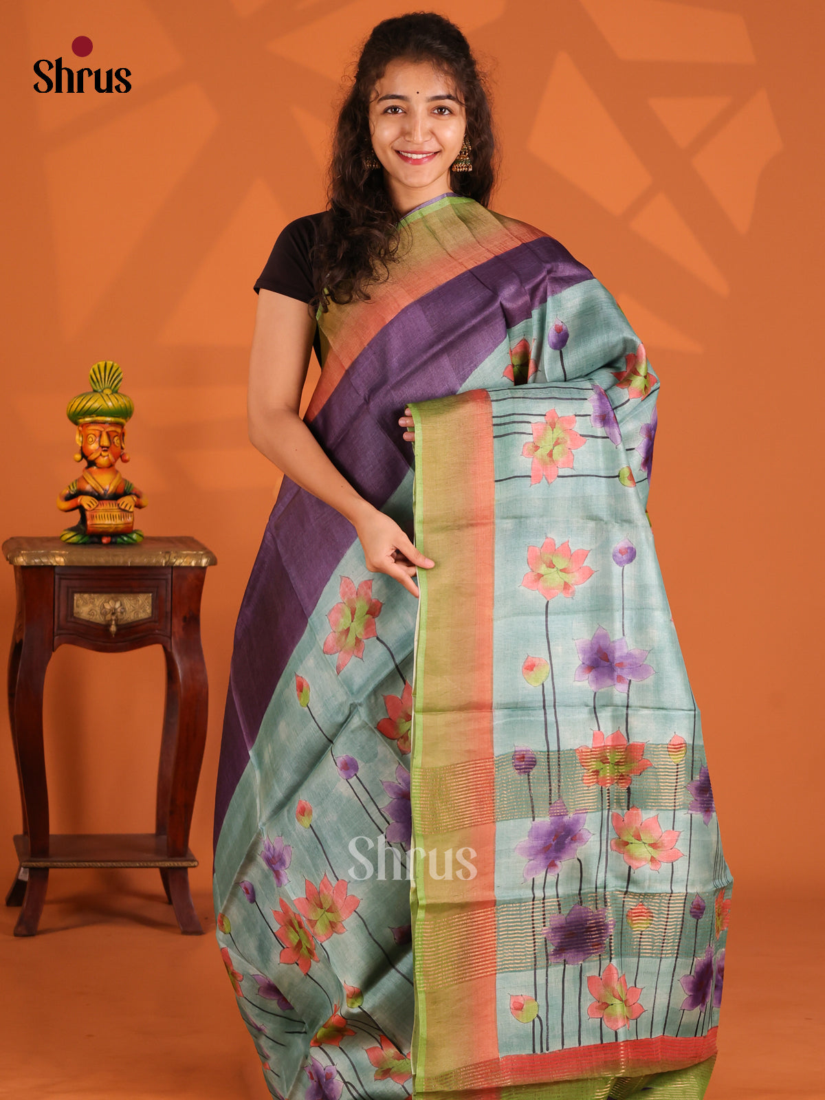Violet & Blue - Tussar Saree - Shop on Shrus.com