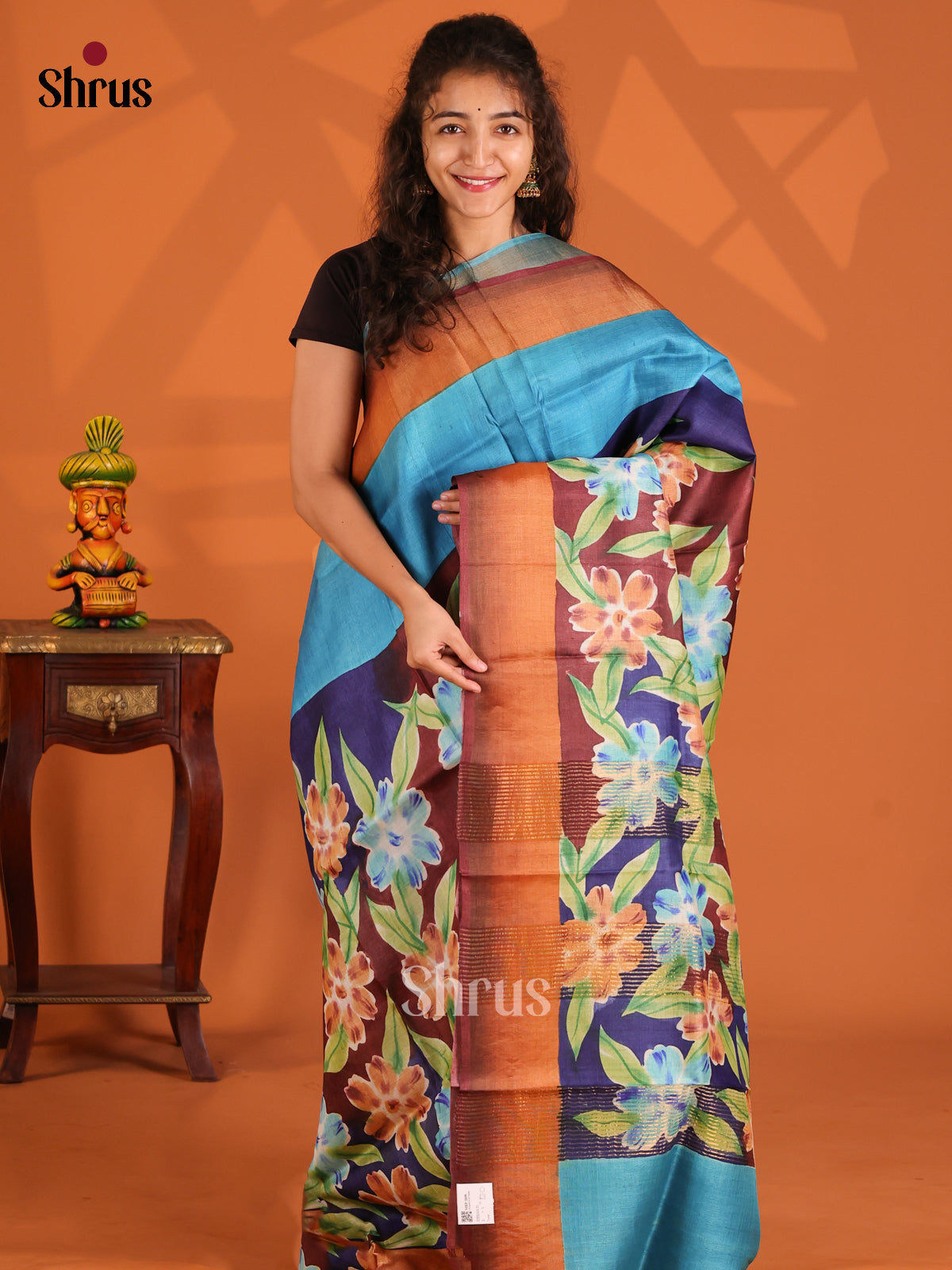 Teal & Blue- Tussar Saree