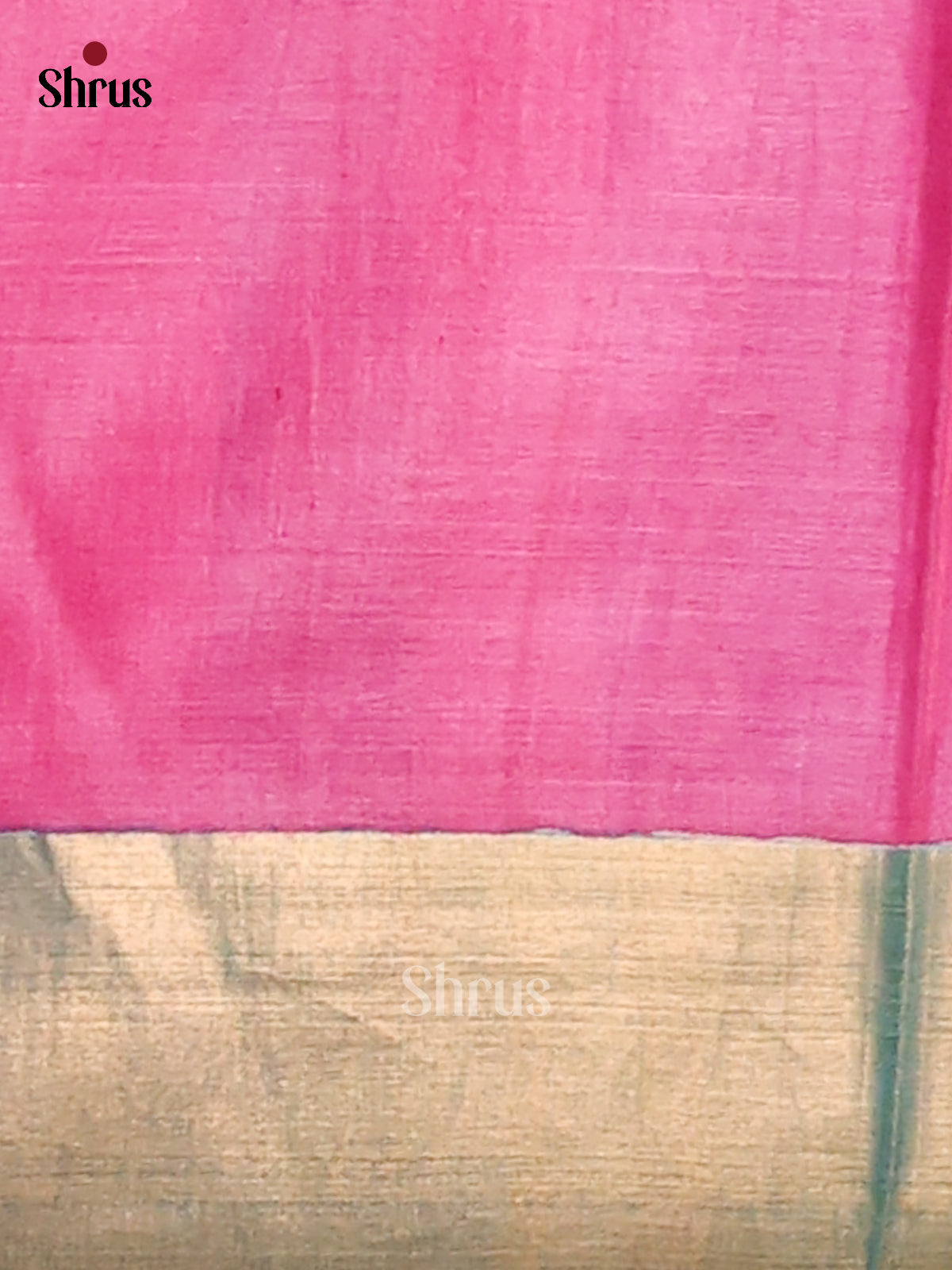 Cream & Pink - Tussar Saree - Shop on Shrus.com