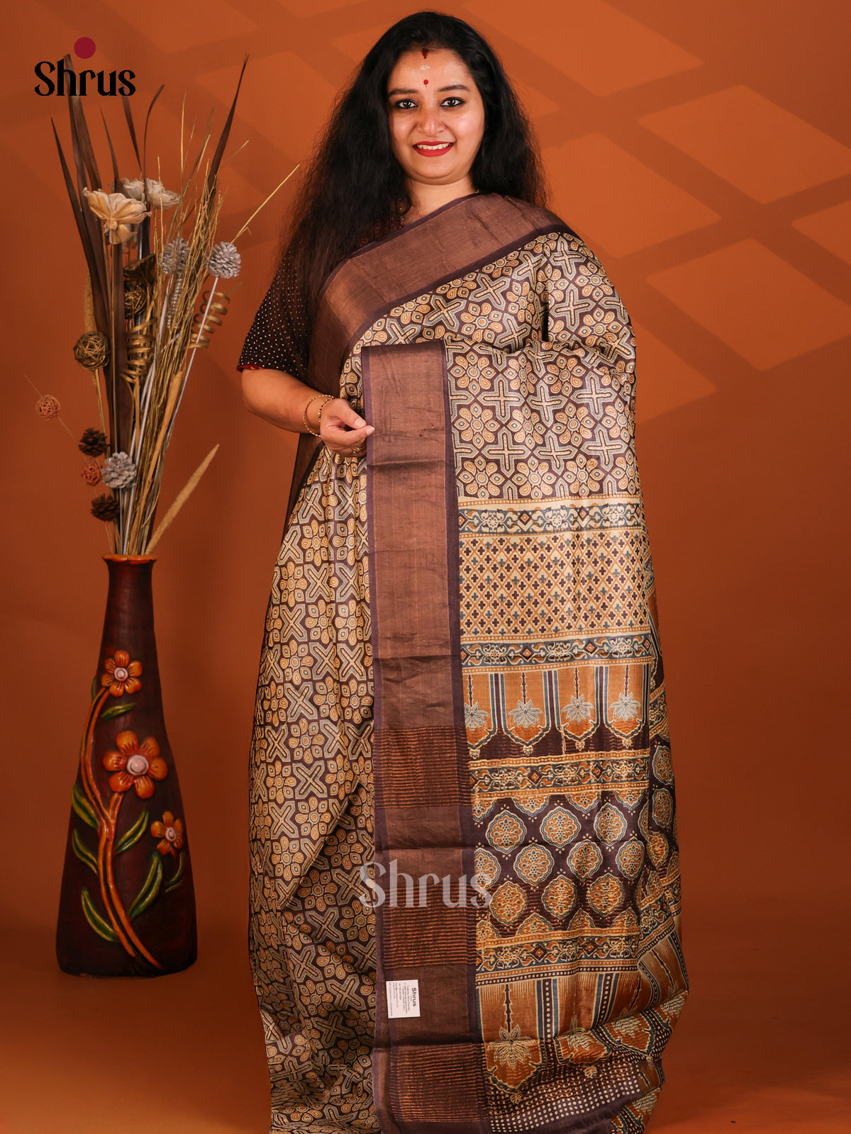 Brown - Tussar Saree