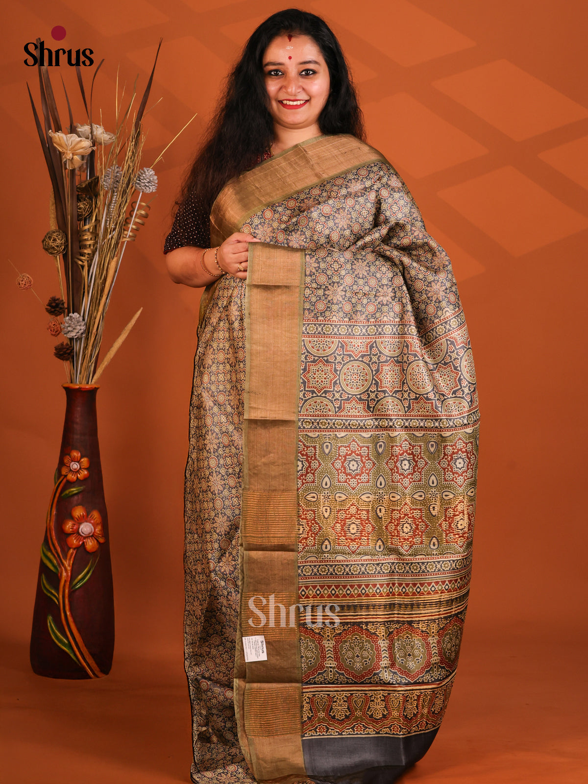 Chutney Green - Tussar Saree - Shop on Shrus.com