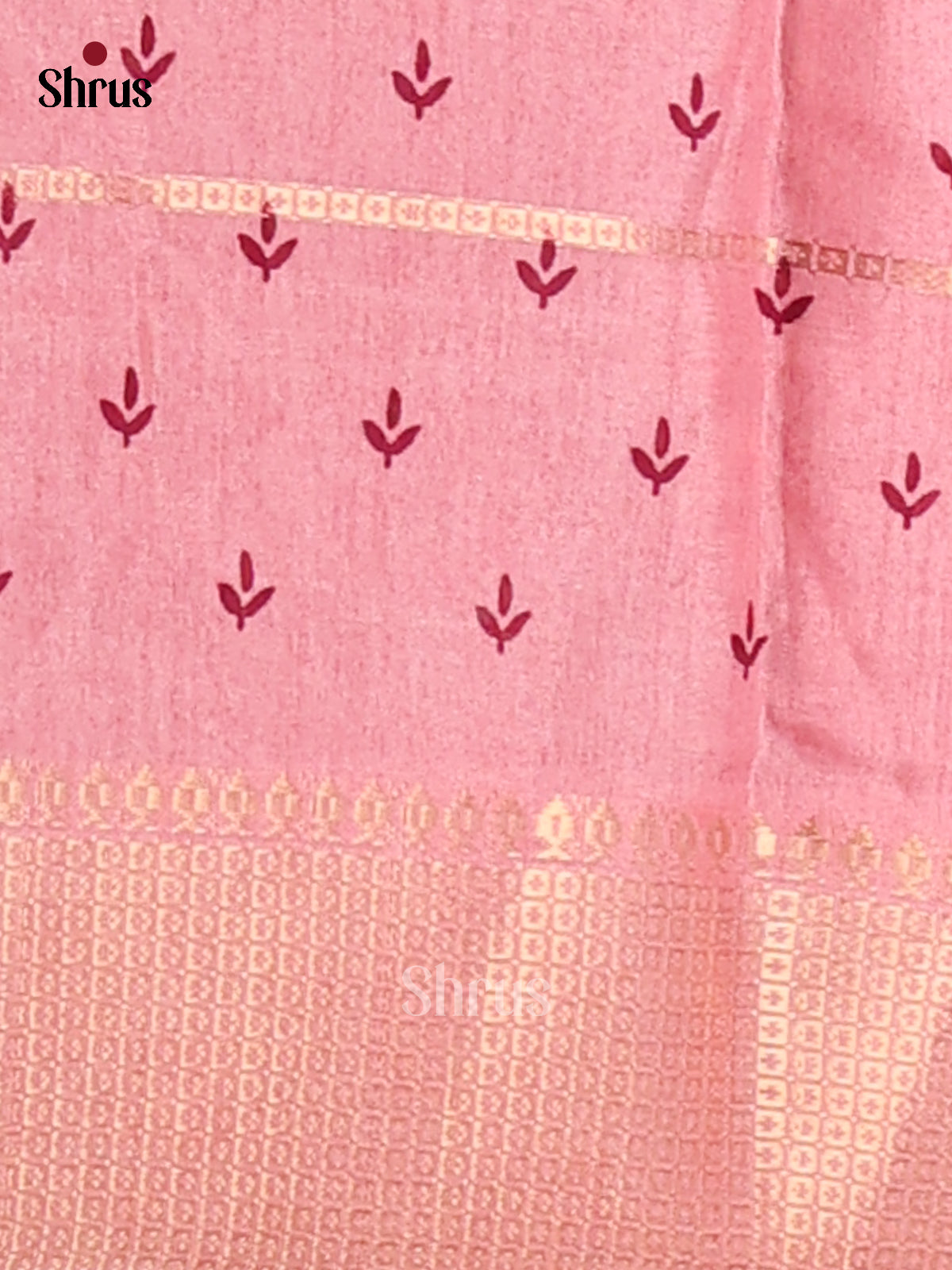 Pink & Maroon - Semi Crepe Saree - Shop on Shrus.com