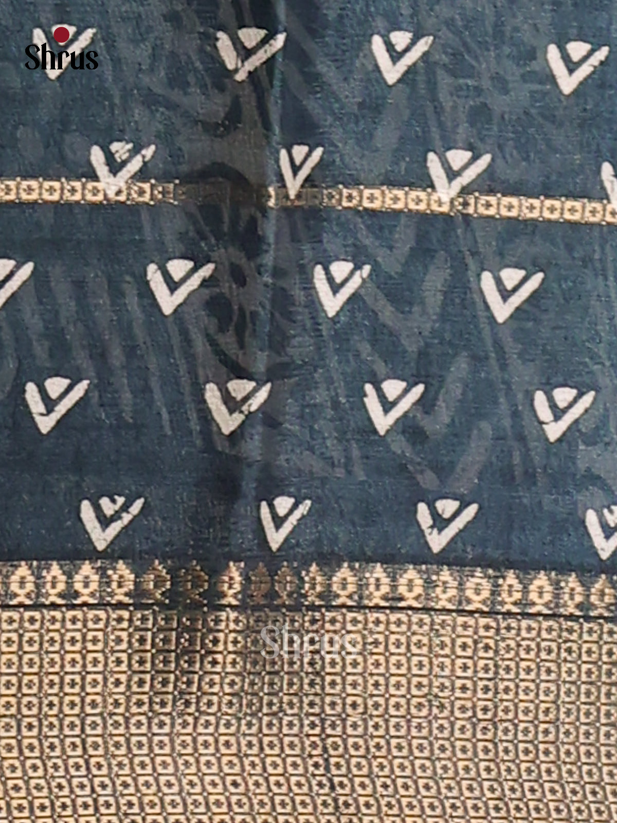 Teal Blue - Semi Crepe Saree - Shop on Shrus.com